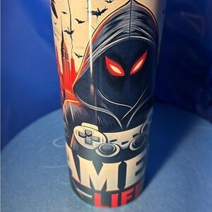 Gamer Life Tumbler with Hooded Figure Design